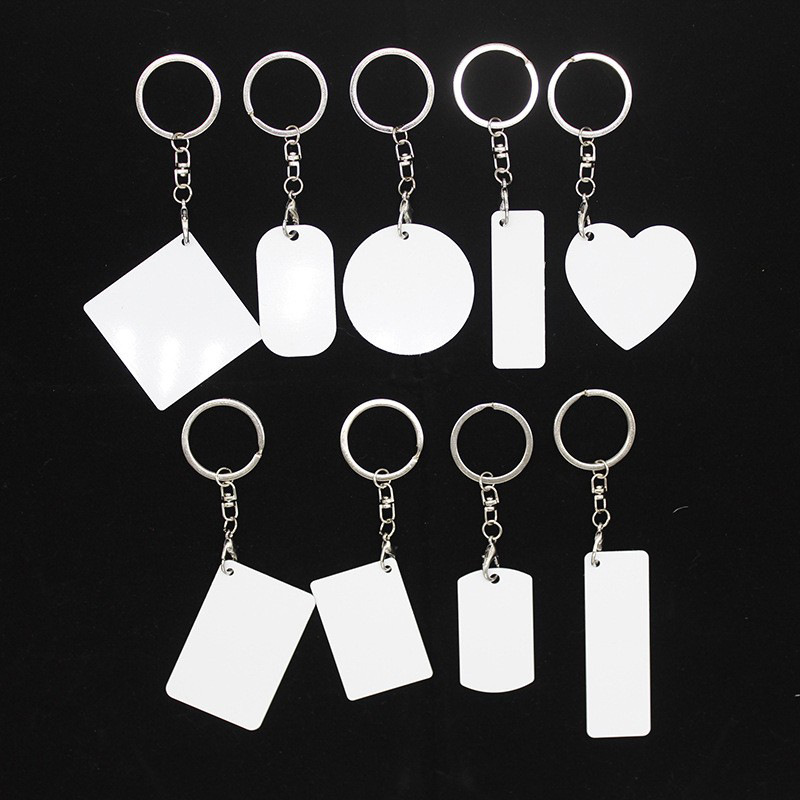 Thermal transfer double-sided keychain DIY metal keychain small gift advertising sublimation aluminum sheet customizable photo