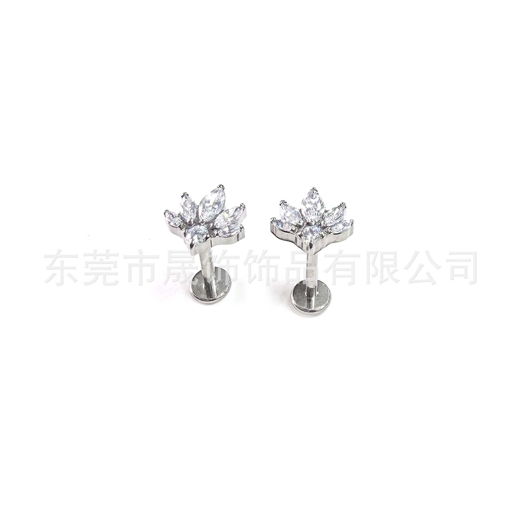 F136 Titanium Alloy 五马眼圆 Zirconia Ear Stud Studded 5A Cubic Zirconia Helix Cartilage Stud G23 Titanium Internal Thread Piercing Jewelry