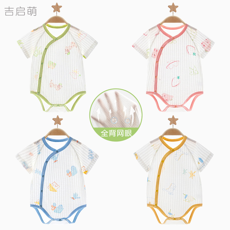 Bebé mono verano luna llena bebé manga corta algodón fino verano hombres y mujeres triangulares ropa de pedo ropa nueva