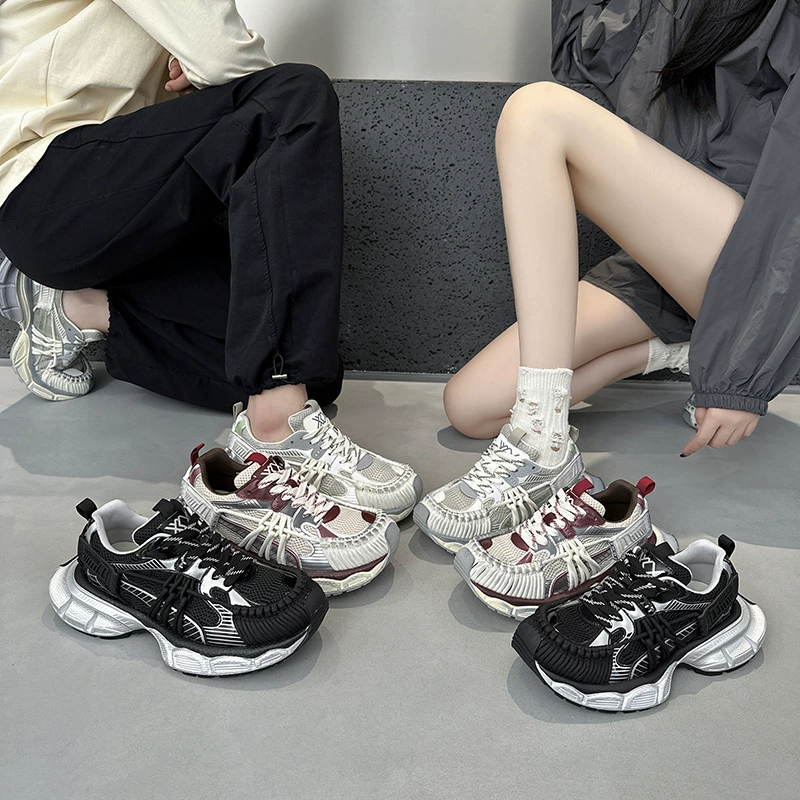 Женская обувь для папы на толстой подошве, осень 2024, новая пара, универсальная легкая нескользящая повседневная спортивная обувь в корейском стиле, тренд