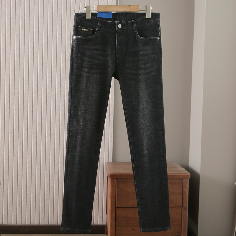 Thick Denim Jeans for Men, Autumn and Winter, Warm, Slim Fit, Straight Casual Long Pants, Men's Pants L6Kl103
