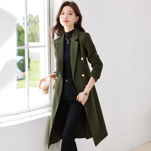 中长款毛呢风衣外套女2025新款春秋职业装高级感修身气质西装大衣