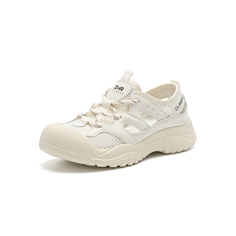 Sandal thể thao nữ quai chữ V mặt lưới thoáng khí — KS516E Màu be