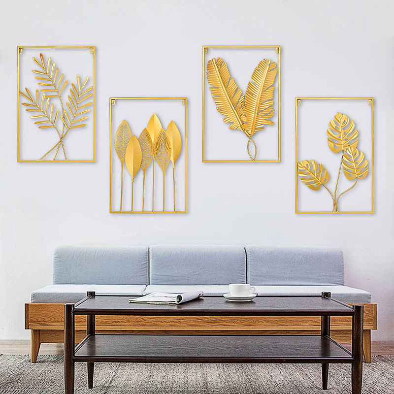 Adorno de Pared con Hojas de Hierro de Metal, para Sala de Estar, Dormitorio y Comedor
