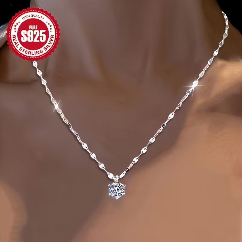 女性用ネックレス、多用途、ハイエンド、シングルダイヤモンドペンダント、鎖骨チェーン、ニッチ、軽い高級感、シンプルな親友ペンダントアクセサリー|undefined
