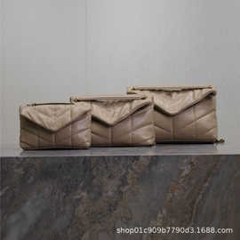 羊皮云朵包链条邮差流浪包女绗缝磁扣腋下包单肩斜挎包菱格链条