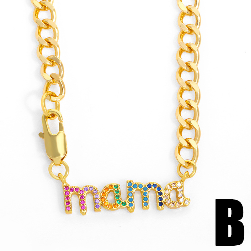 Mother's Day New Simple Cuban Mama Chain Necklace display picture 5