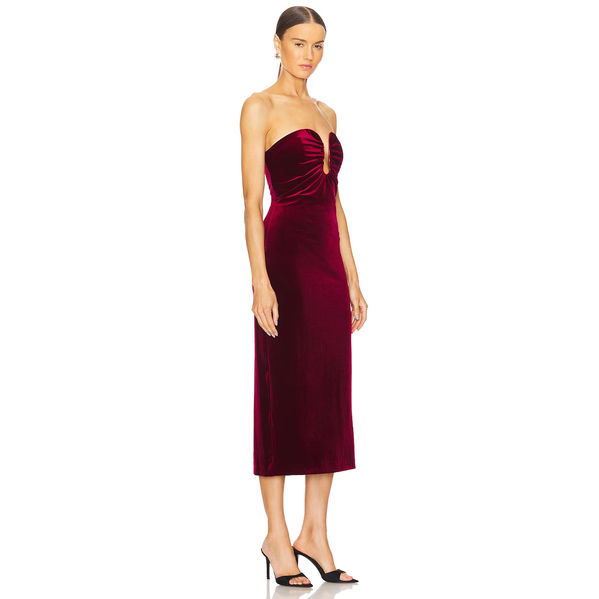 demi-season elegant burgundy velvet sexy tube top