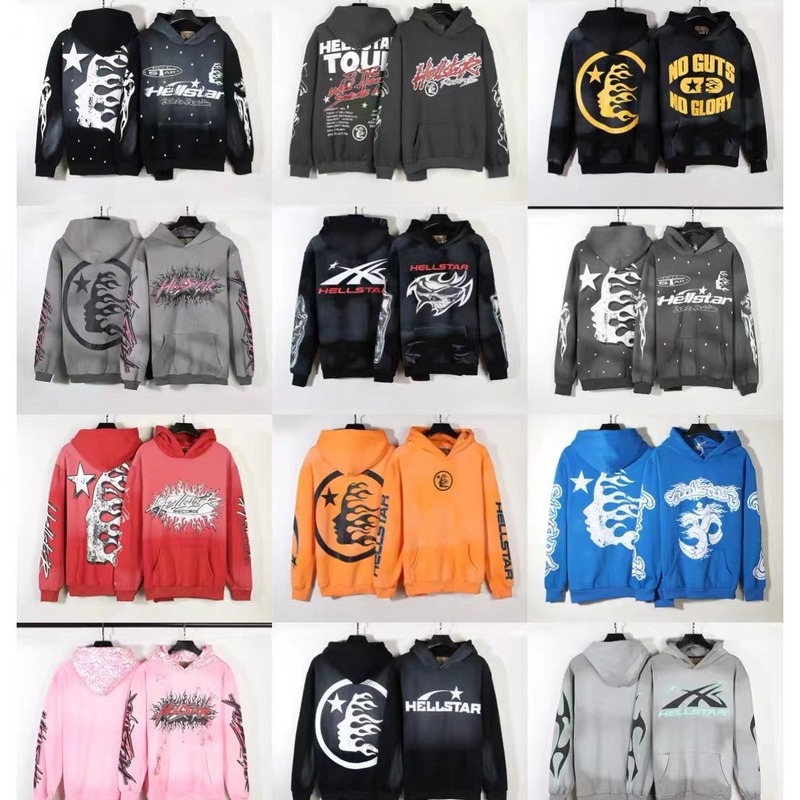 [Hell Series] Fog High Street Washed and Distressed Heavy Industry Human Head Print Casual Sweatshirt Couple Hoodie
