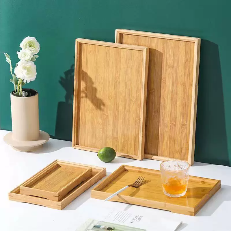 Bamboo simplicity tray multi -purpose solid wood tea tray tea set noodle plate barbecue baking dish dish dish fruit plate