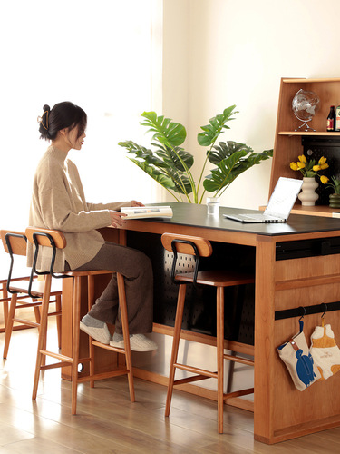 Kaisen island kitchen solid wood bar table slate dining room cabinet sideboard storage cabinet tea cabinet cherry wood