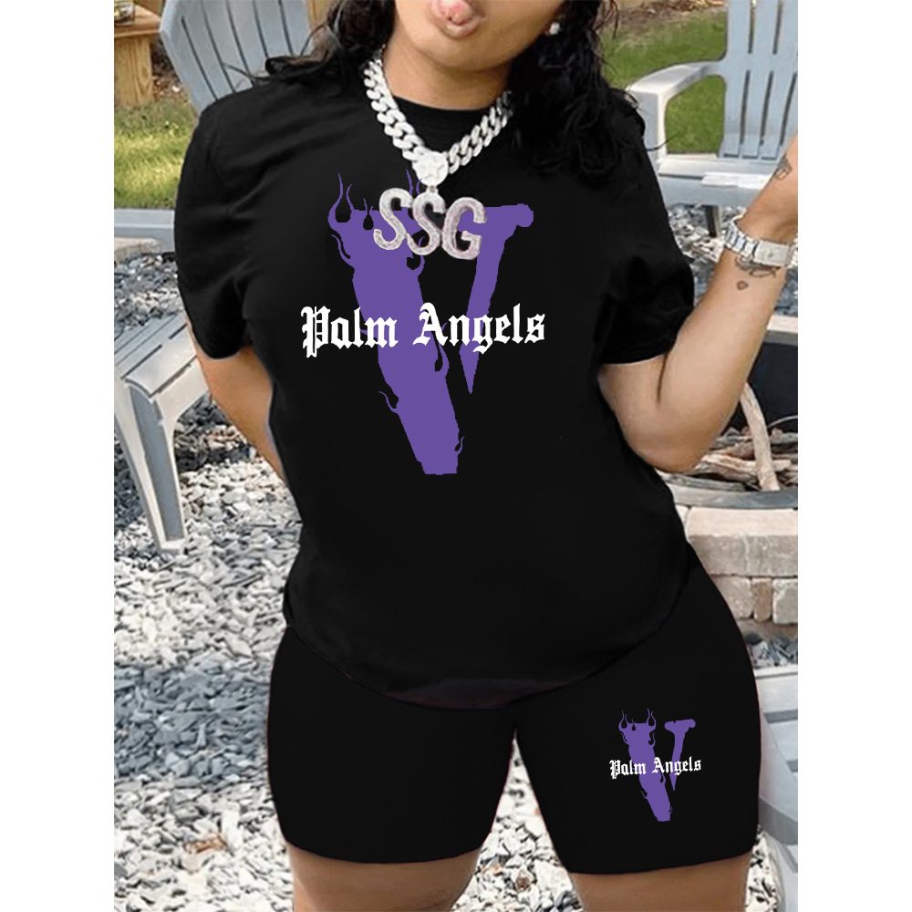 M3111V7 marking cross-border European and American women's clothing Amazon independent station T-shirt shorts suit sports suit two pieces