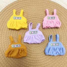 新款17cm拉布布娃衣华夫格背带裤衣服公仔玩偶挂件娃娃替换服装