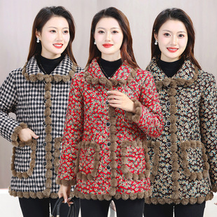 Winter New fleece-lined Color Small Cotton Coat Autumn and Winter Thickened Warm-keeping Cold-proof Cotton-padded Coat Short Cotton-padded Coat for Middle-aged and Elderly Mothers