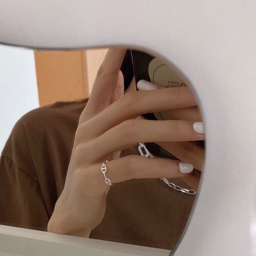 Korean pig nose chain S925 sterling silver open index finger ring for women cold style fashion personality  new style