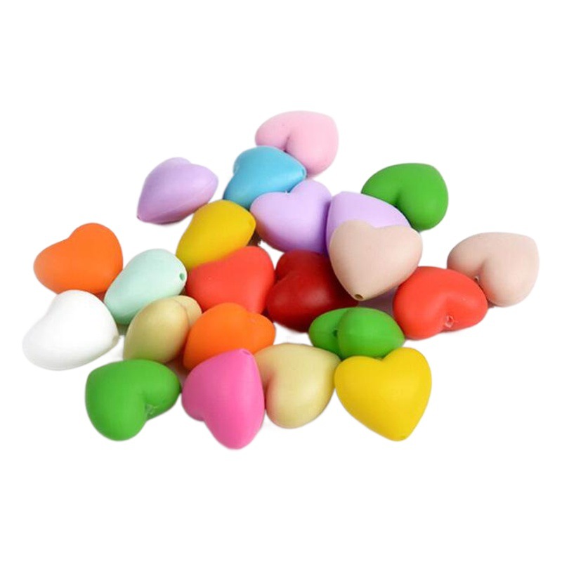 Fábrica en stock collar de silicona pulsera joyería DIY perlas sueltas perlas de grado alimenticio en forma de corazón de silicona molar perlas image 1
