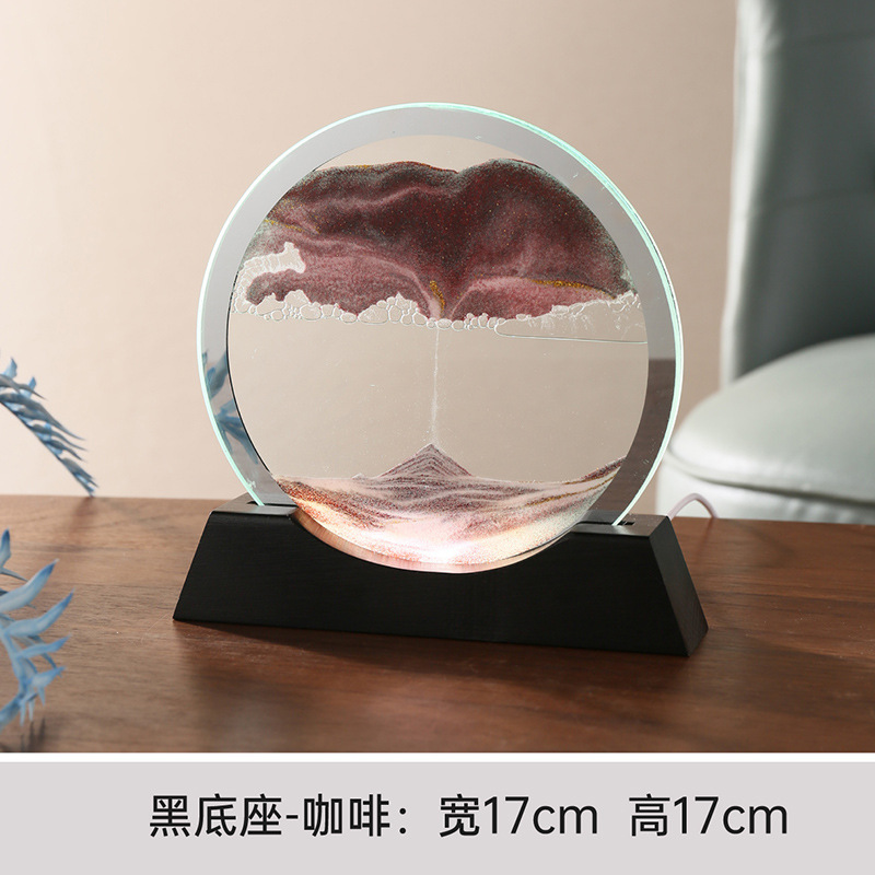 단단한 나무 야간 조명 블랙 프레임 브라운