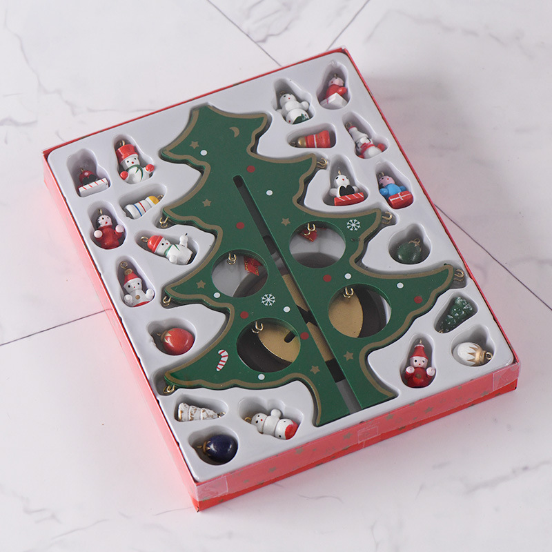 Decoración del hogar escritorio micro paisaje árbol de Navidad simple combinación de Navidad artesanía de madera hecha a mano Spot transfronterizo