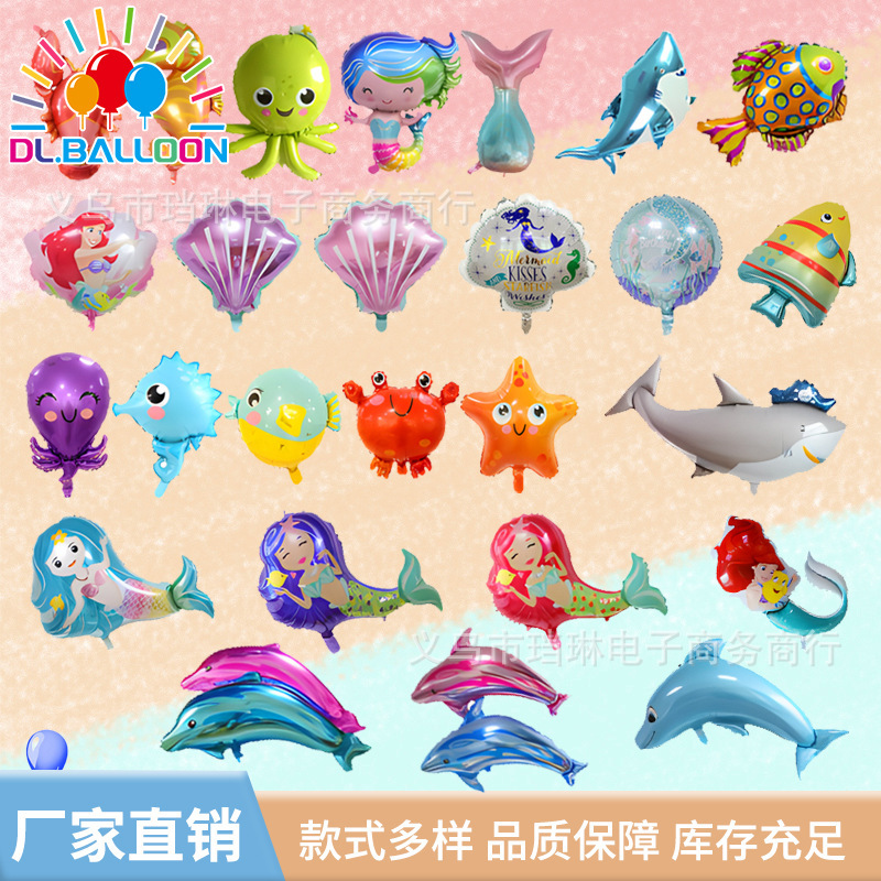 Modeling marine animal balloon shark balloon party decoration aluminum film balloon lobster white shark different underwater world Modeling marine animal balloon shark balloon party decoration aluminum film balloon lobster white shark different underwater world