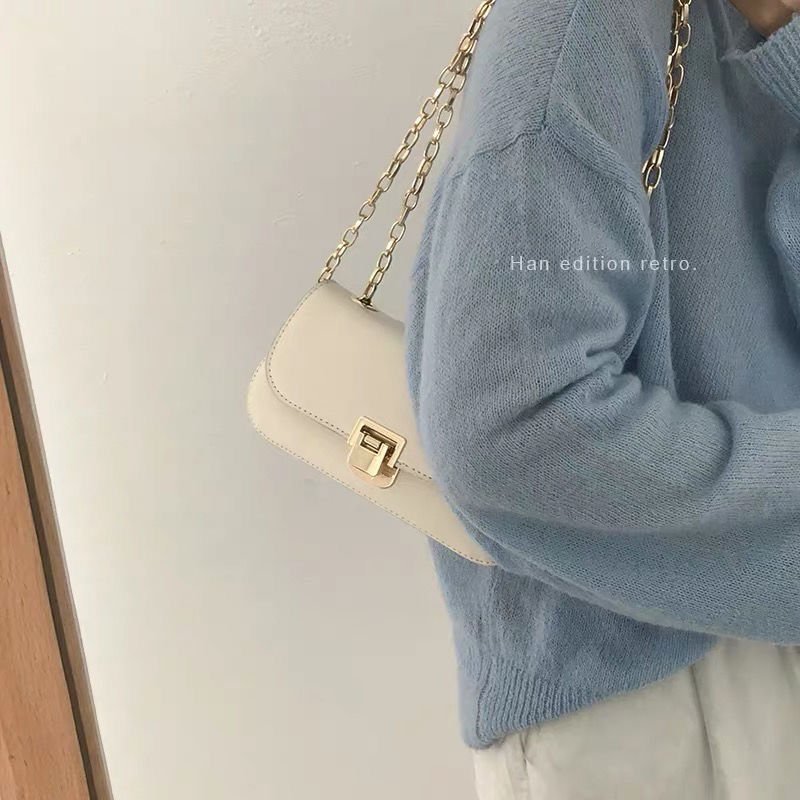 Borsa a spalla retro da donna con tracolla a catena elegante_voghion.com