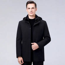 高档可脱卸内胆羽绒服男中长款2025冬季水貂毛领鸭绒派克服男中年
