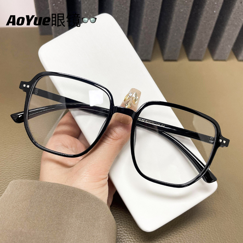 YC1263 new fashion ultra-light TR black frame anti-blue glasses big face slimming glasses frame men's and women's net red glasses YC1263 new fashion ultra-light TR black frame anti-blue glasses big face slimming glasses frame men's and women's net red glasses