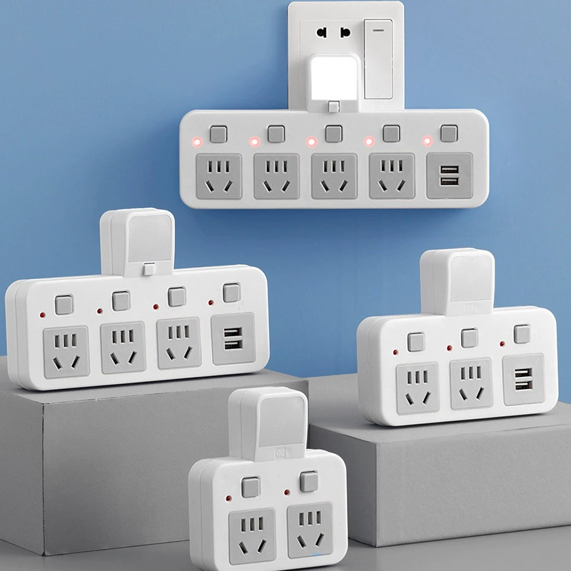 Новая розетка-конвертер с одной в несколько гнёзд, USB, ночник, независимый выключатель, рядная удлинительная планка для дома