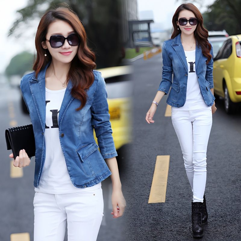 2023 Spring and Autumn New Women's Denim Jacket Elegant Slim-fit Slimming Short Small Suit Fashionable Korean Top 2023 Spring and Autumn New Women's Denim Jacket Elegant Slim-fit Slimming Short Small Suit Fashionable Korean Top