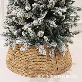 水葫芦草编收纳围栏圣诞树树裙圣诞派对装饰圣诞树围栏底座储物篮