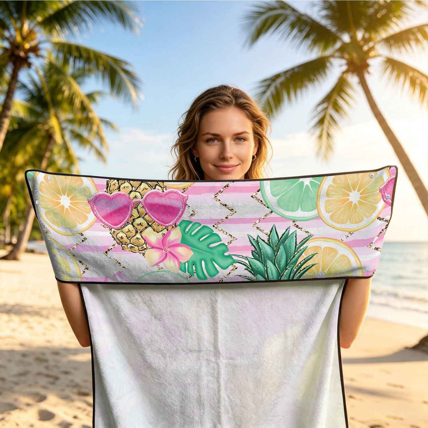 Printed bath towel and car seat cover 2-in-1, ultra-fine fiber outdoor beach and car dual-use universal seat cushion