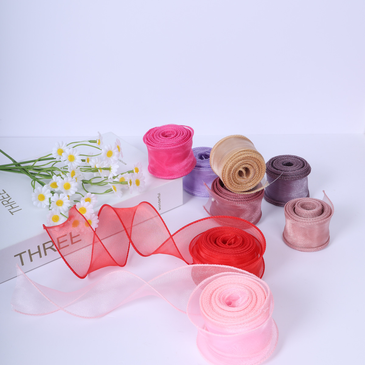 花艺包装材料鱼尾纱丝带卷七夕浪漫蝴蝶结彩带打包配饰鲜花