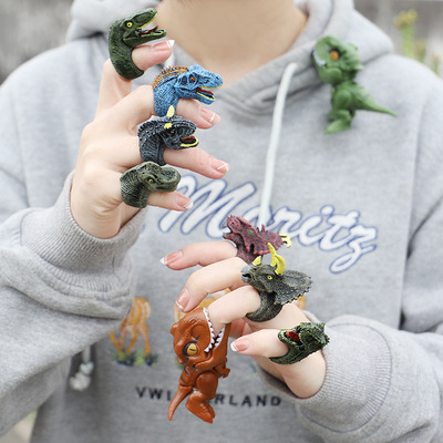 新款儿童恐龙戒指科教玩具仿真恐龙野生动物鸟类认知手绘模型玩具
