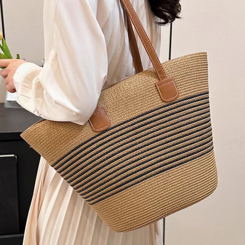 Woven Straw Bag Women's Large Capacity Summer New All-Match Shoulder Bag Textural Commuter Beach Bag for Summer Woven Straw Bag Women's Large Capacity Summer New All-Match Shoulder Bag Textural Commuter Beach Bag for Summer