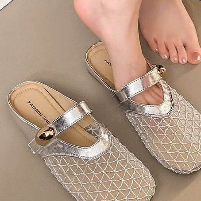 Женские летние полусабо с плоской подошвой, новая модель 2025 года, с сетчатой вставкой, на юбку, в стиле рыбака.