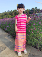 傣族童装风儿童傣飘带款小傣族传统泰国女童套装夏季旅游民族