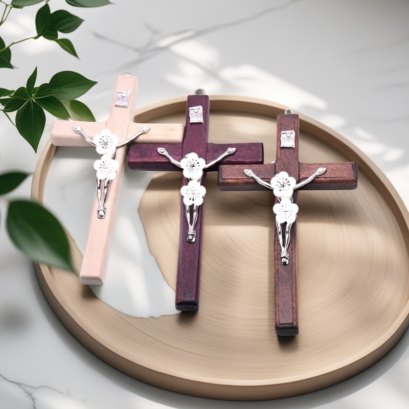 Cross-Border Easter Wood Cross Ornaments Home Accessories Handmade Wooden Crafts Solid Wood Ornaments Gifts