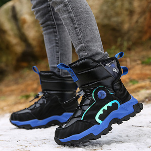 Boys Shoes Big Kids Snow Boots Winter Non-Slip Waterproof fleece-lined Thickened Warm Cotton Boots Outdoor Mountaineering Shoes