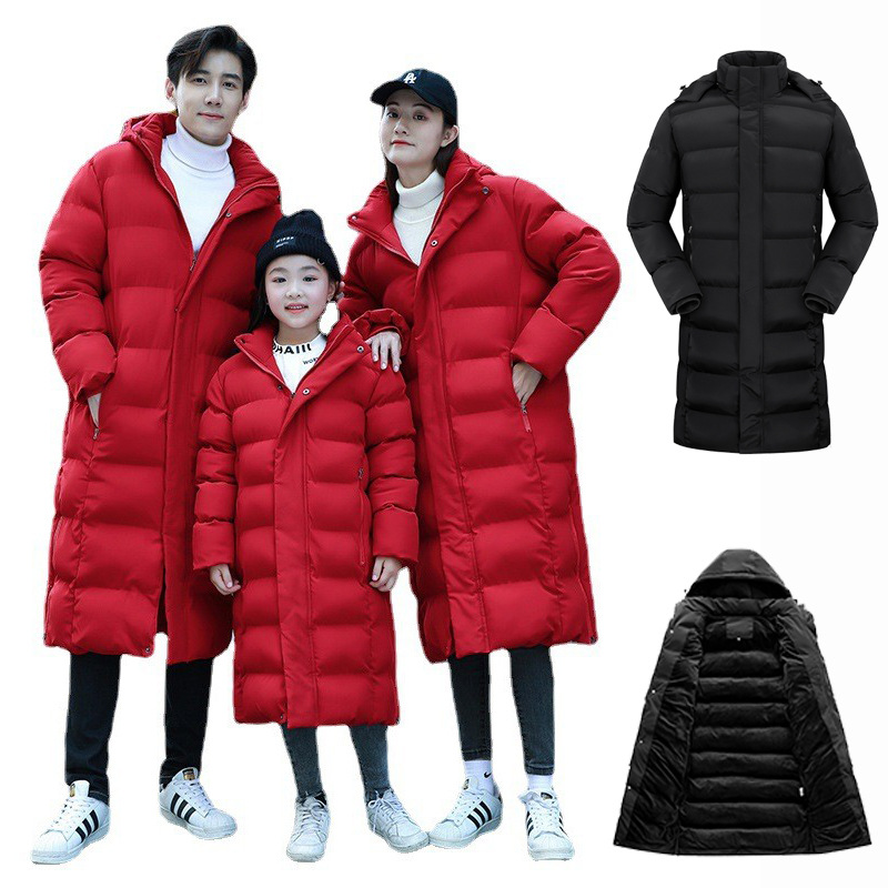 Sports Institute Coat Long Knee-length Cotton-padded Jacket Sports Student Art Test Warm Long Coat Coat Athlete Training Cotton-padded Jacket Printing