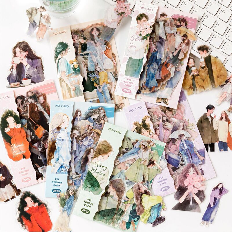 Mo Mo Happy Live Series 30 PET Sticker Pack Urban Leisure Character Theme Hand Account Material 6