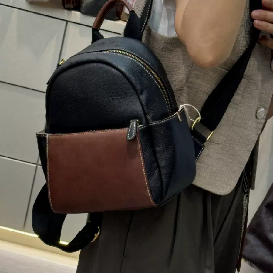 头层牛皮双肩背包女24百搭大容量高级真皮包通勤包妈妈包2024新款