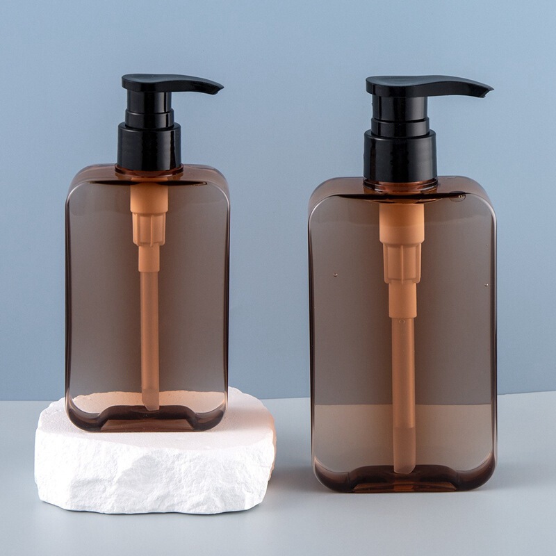 スポット200ml 300ml petg琥珀色の角平瓶半透茶色シャンプー入浴剤分注空瓶|undefined