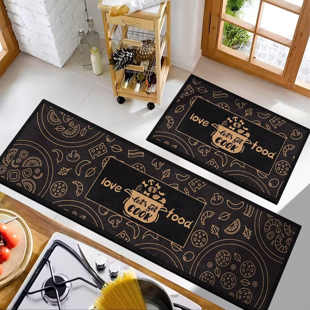 음식 검정 바닥 매트