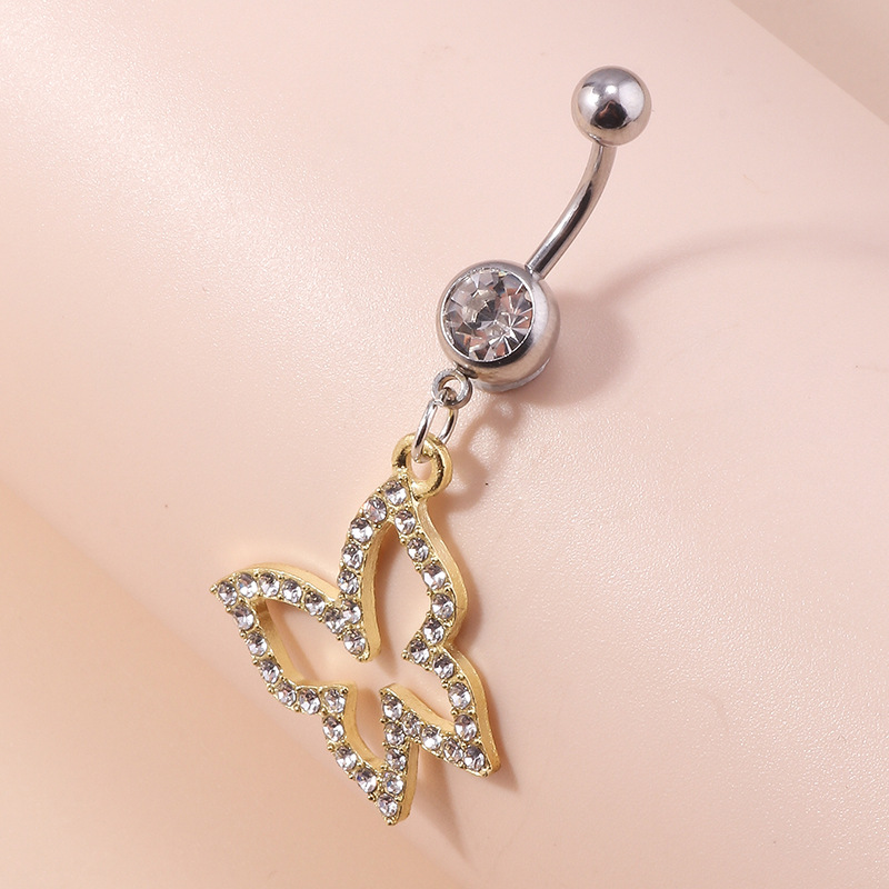 Fashion European And Cross-border Jewelry Foreign Trade Hot-selling Item: Diamond-encrusted Butterfly Pendant Piercing, Easy To Wear_voghion.com