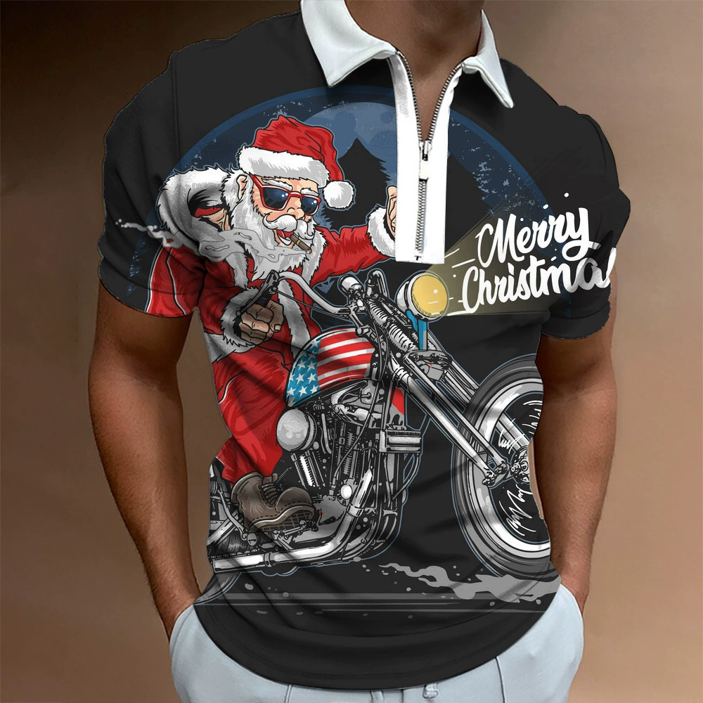 Кросс-бордер Европейский и Американский популярный 3D POLO рубашка рождественская серия лацкан новая повседневная короткий рукав spots летняя повседневная одежда