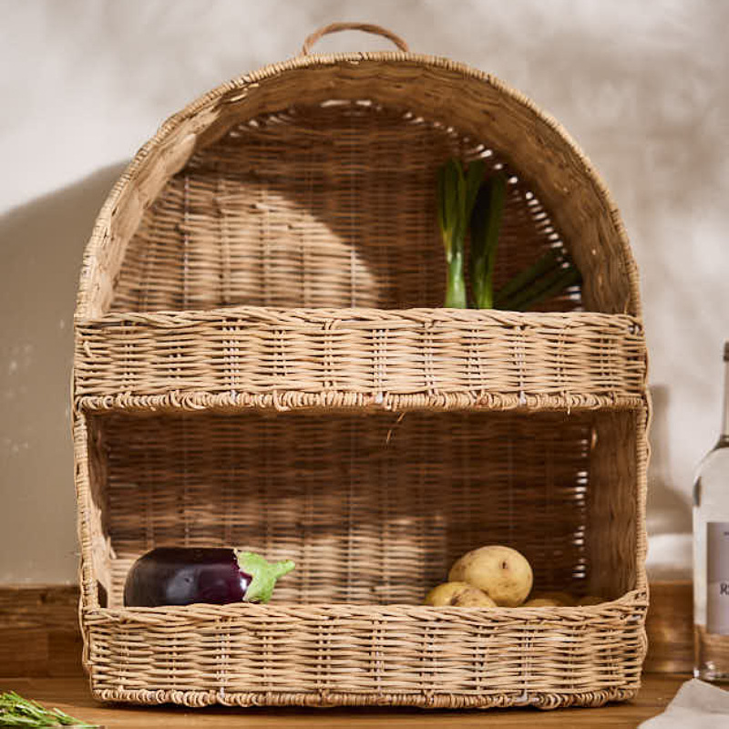 Estante de cocina de tela de caña Estante de almacenamiento multicapa de escritorio doméstico Estante de verduras Estante de verduras Cestas de almacenamiento de frutas