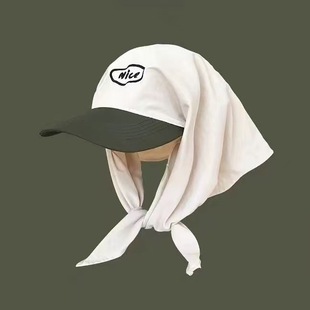 Spring and Summer Outdoor Camping Style Personalized Portable Peaked Cap New Korean Style Quick-Drying Strap Sun Hat Sun Protection Headscarf for Women