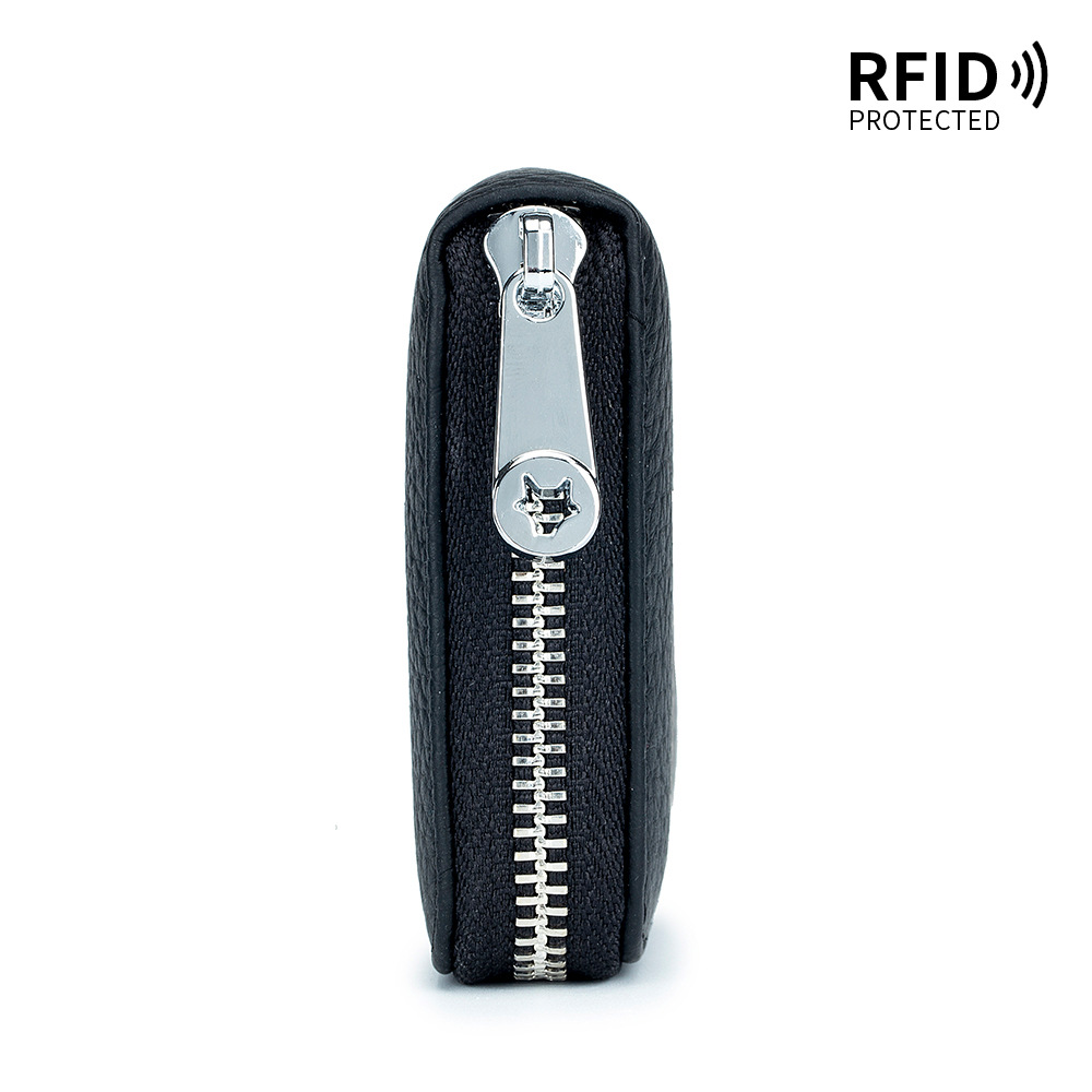 Heißer verkauf große kapazität reißverschluss akkordeon karte aus echtem leder RFID Japanischen multifunktionale geldbörse_voghion.com