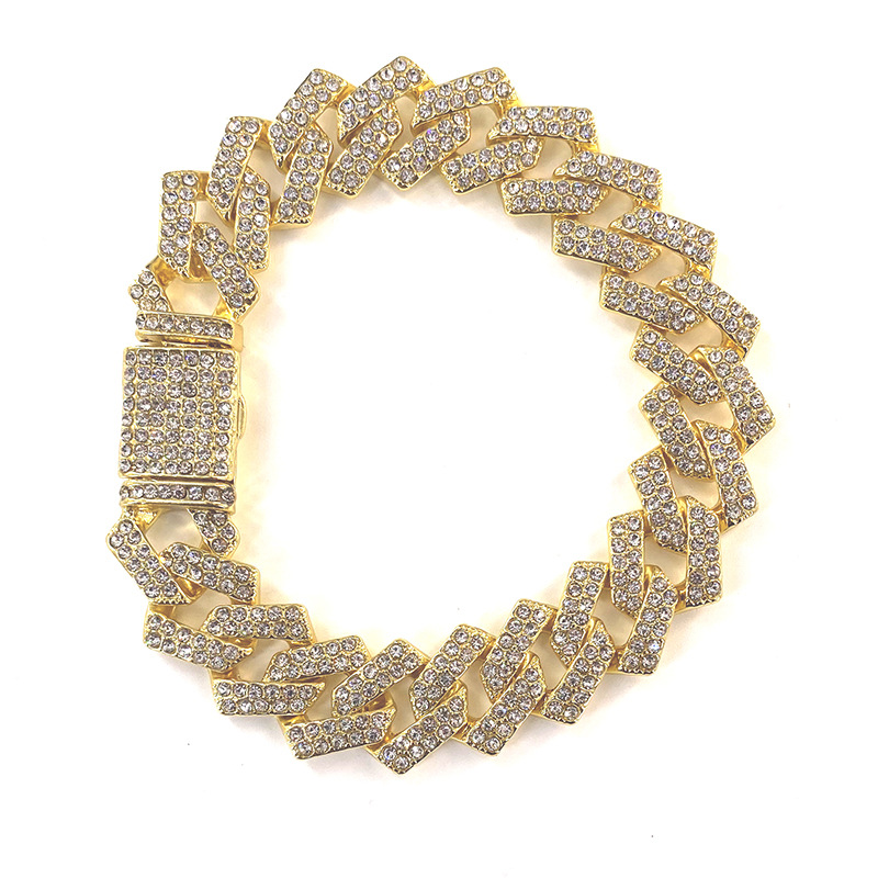 Wang Jia'er's Same Hip Hop Cuban Versatile for Men and Women Full Diamond Couple Bracelet_voghion.com