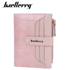 baellerry new wallet women's short Korean version multi-card slot buckle two-fold wallet zipper ticket holder wholesale