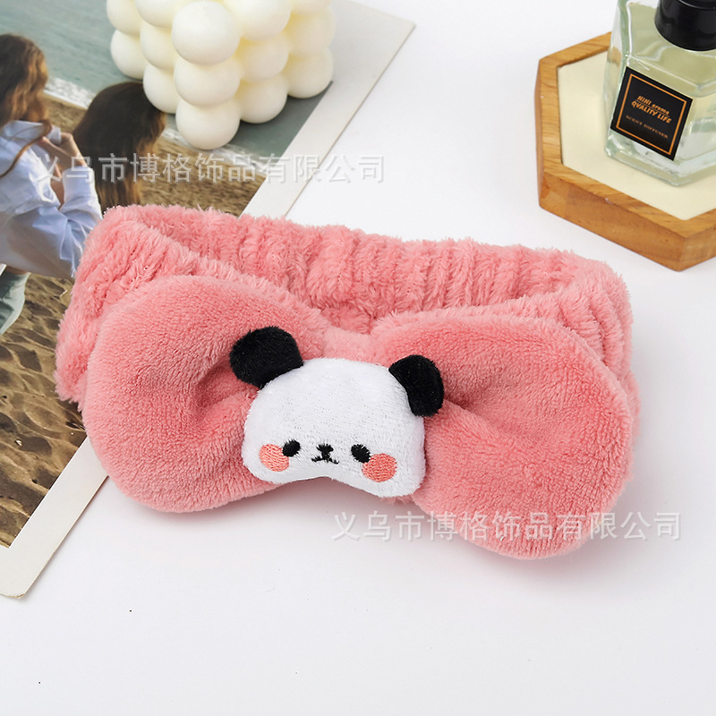 Dibujos animados tridimensional lindo felpa muñeca Panda arco cara lavado banda de pelo ancho borde diadema maquillaje femenino accesorios para el cabello